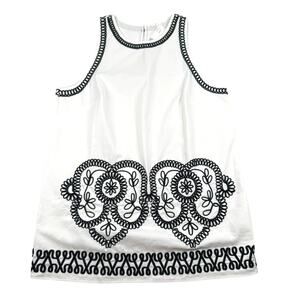 H&M Embroidered Shift Dress White Black Soutache Embellishment Boho